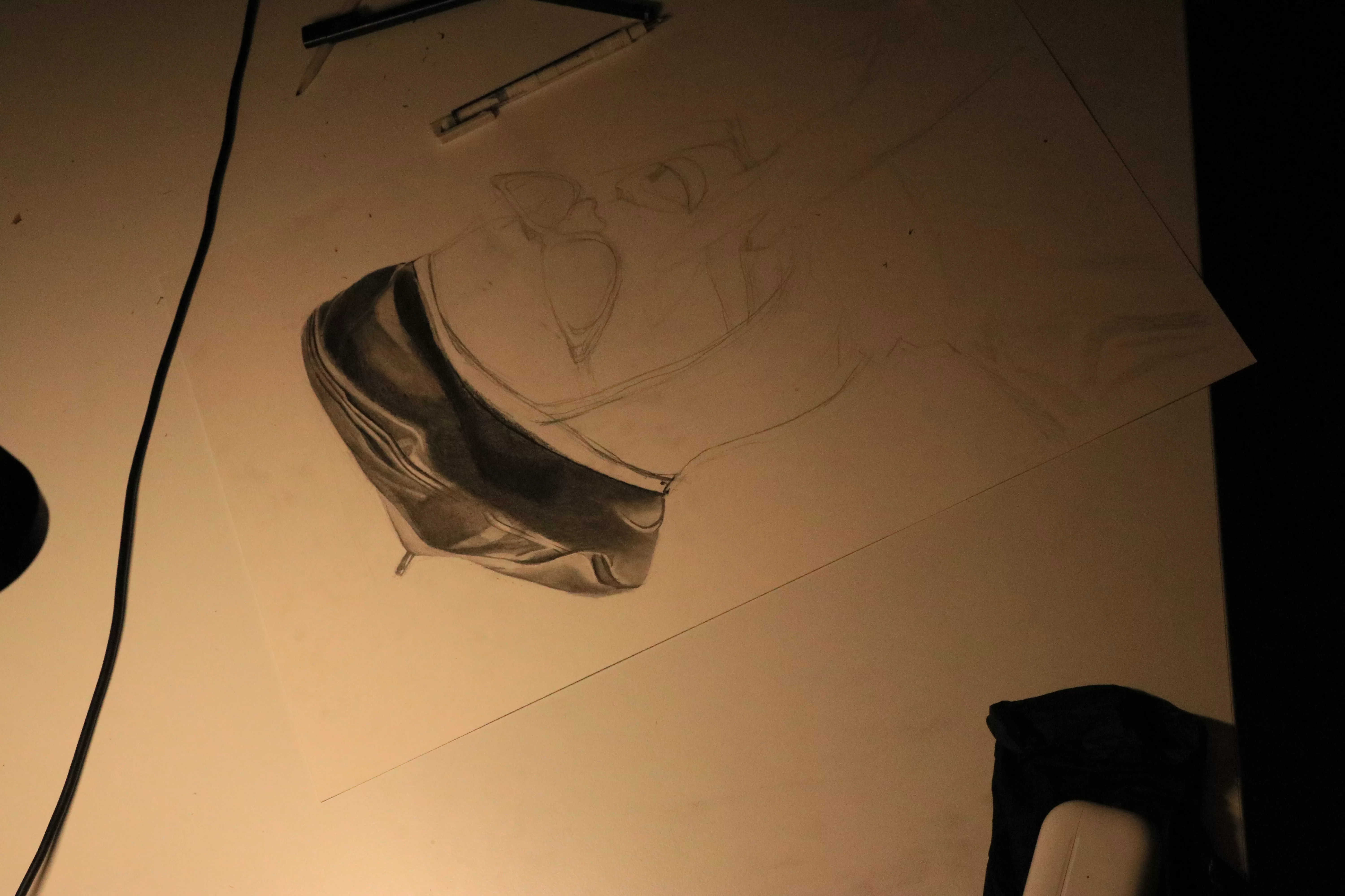 Close-up drawing study in warm light